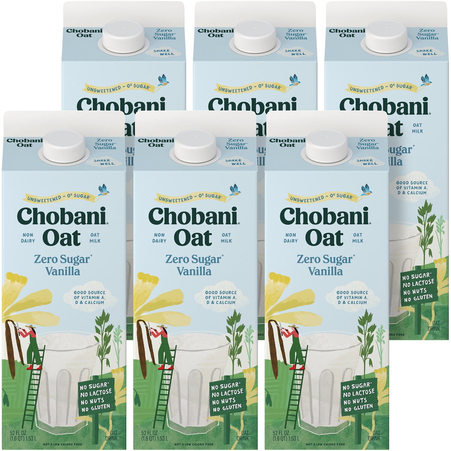 Chobani Zero Sugar Oat Drink, Vanilla, Cartons