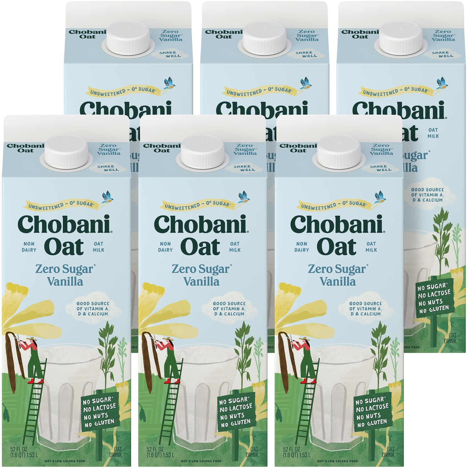 Chobani Zero Sugar Oat Drink, Vanilla, Cartons