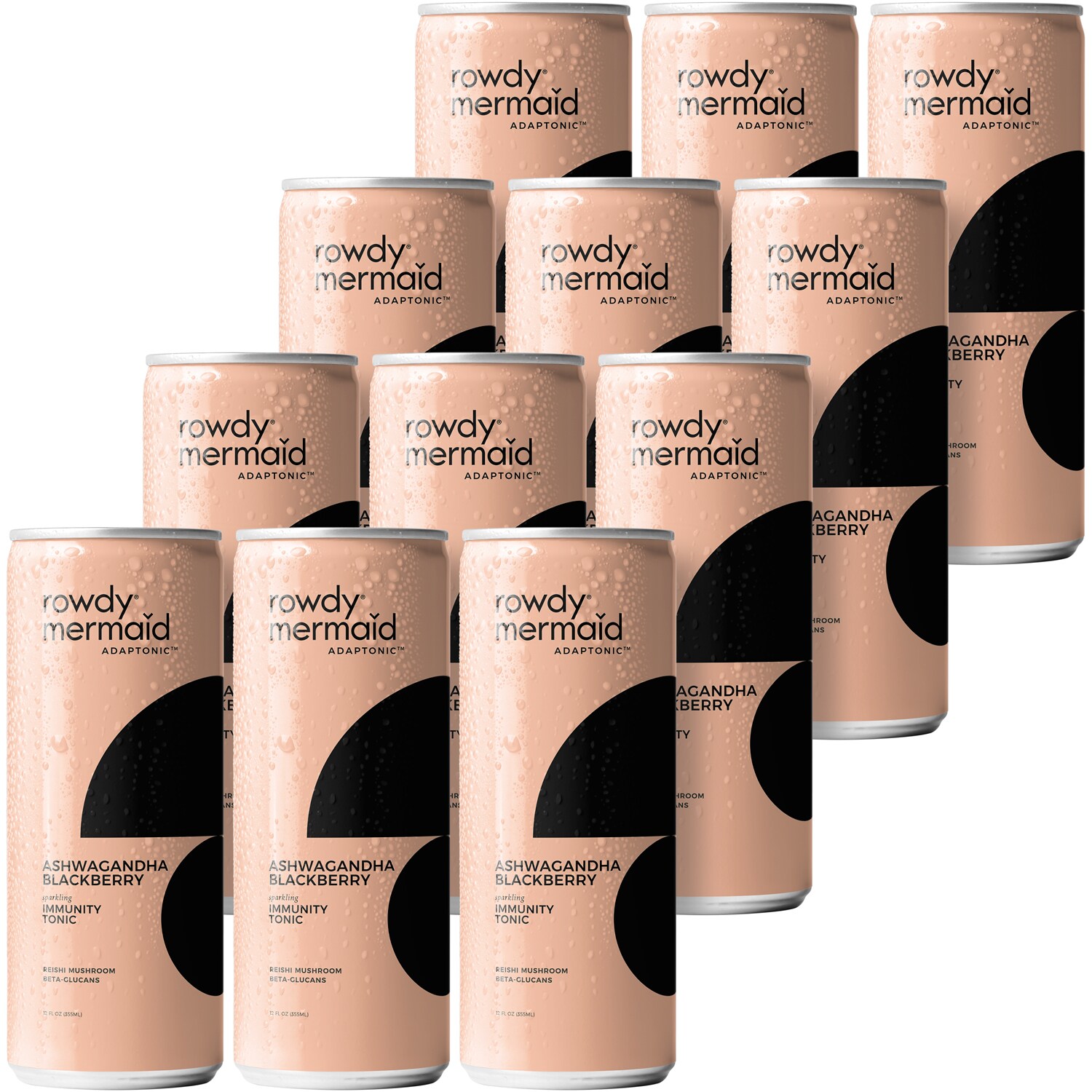 Rowdy Mermaid Organic Sparkling Adaptonic, Ashwagandha Blackberry, Cans