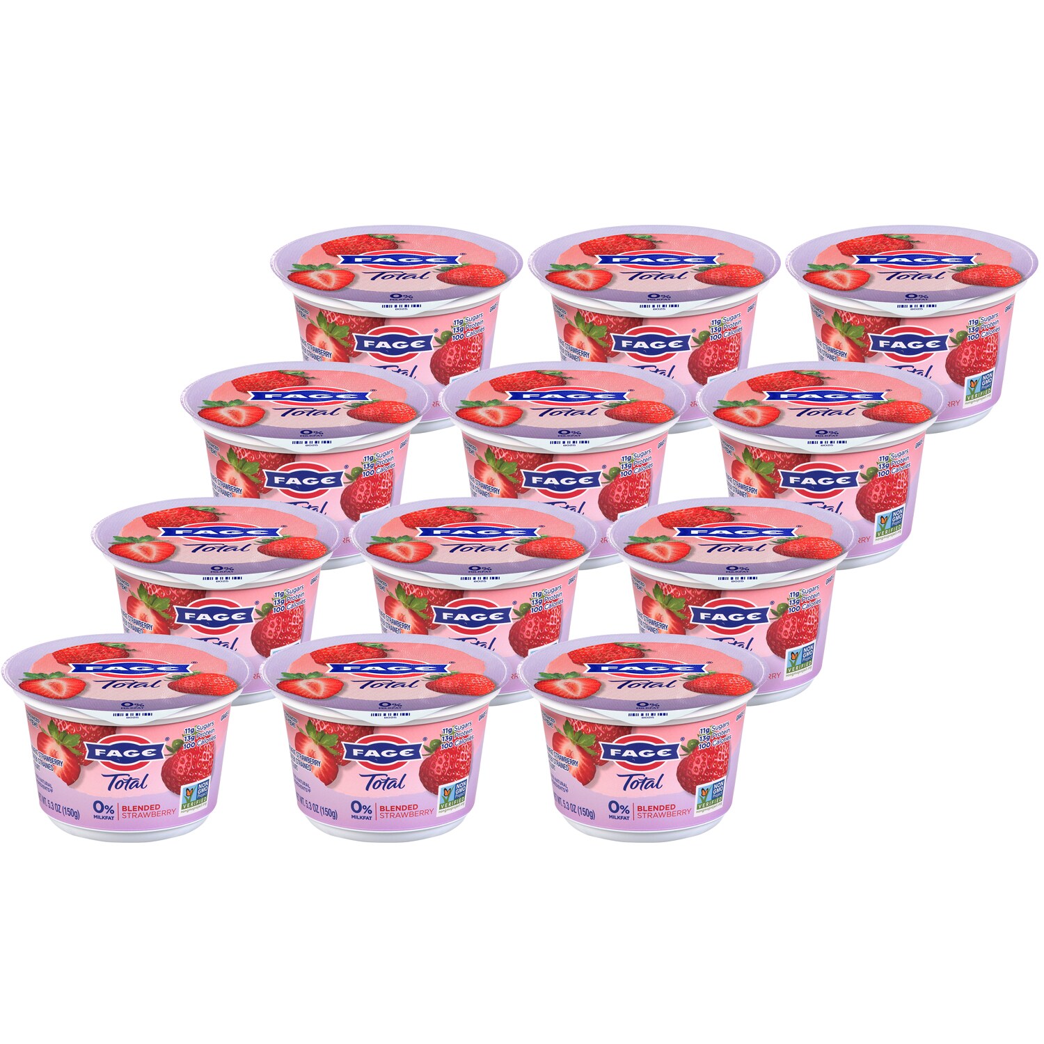 Fage TOTAL 0% Greek Yogurt, Blended Strawberry