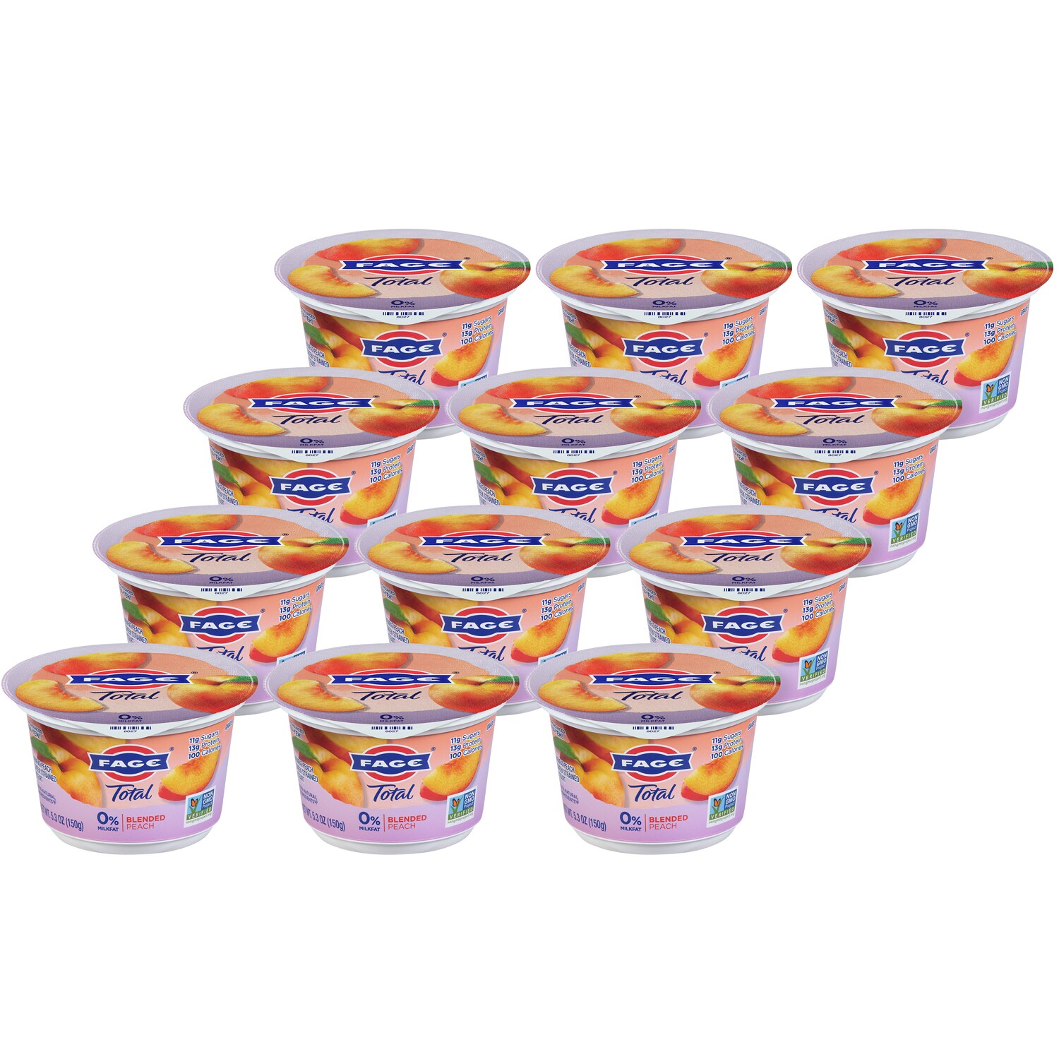 Fage TOTAL 0% Greek Yogurt, Blended Peach