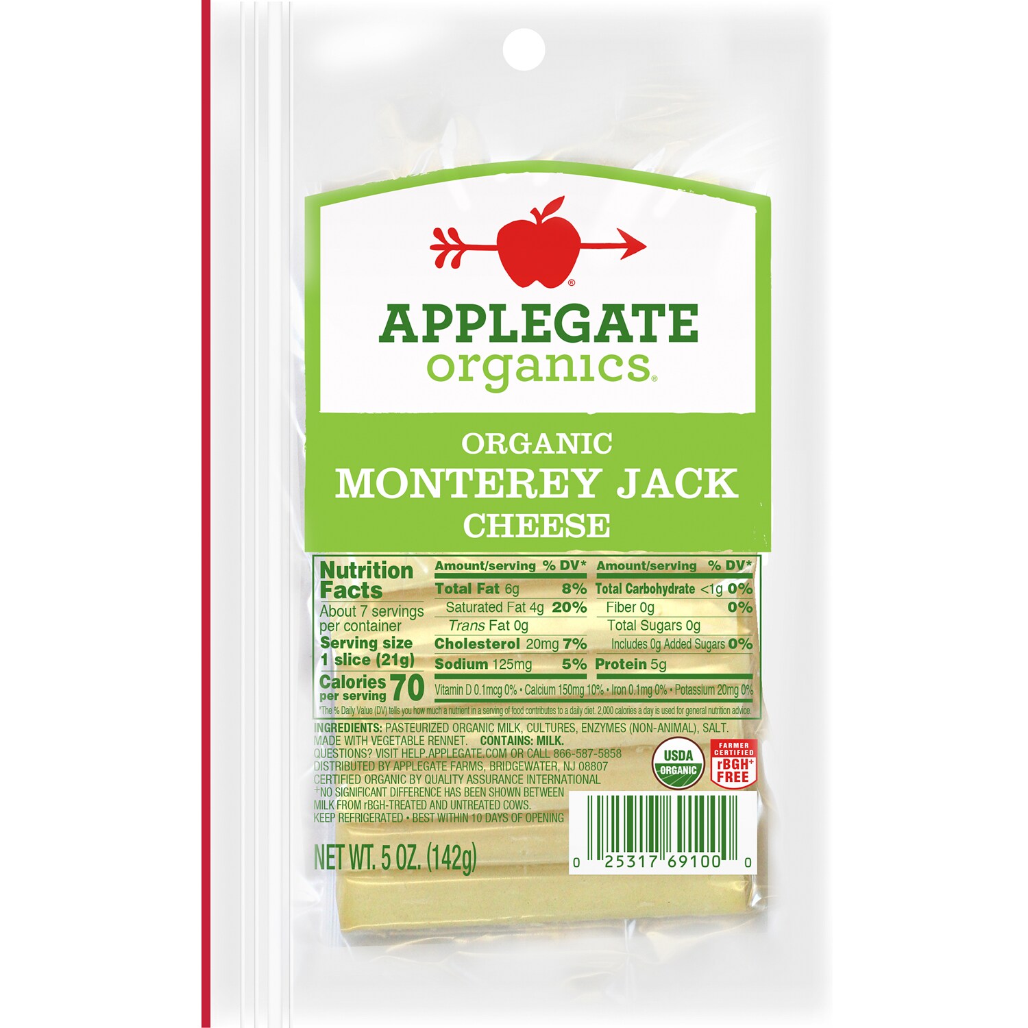 Applegate Organics Monterey Jack Cheese