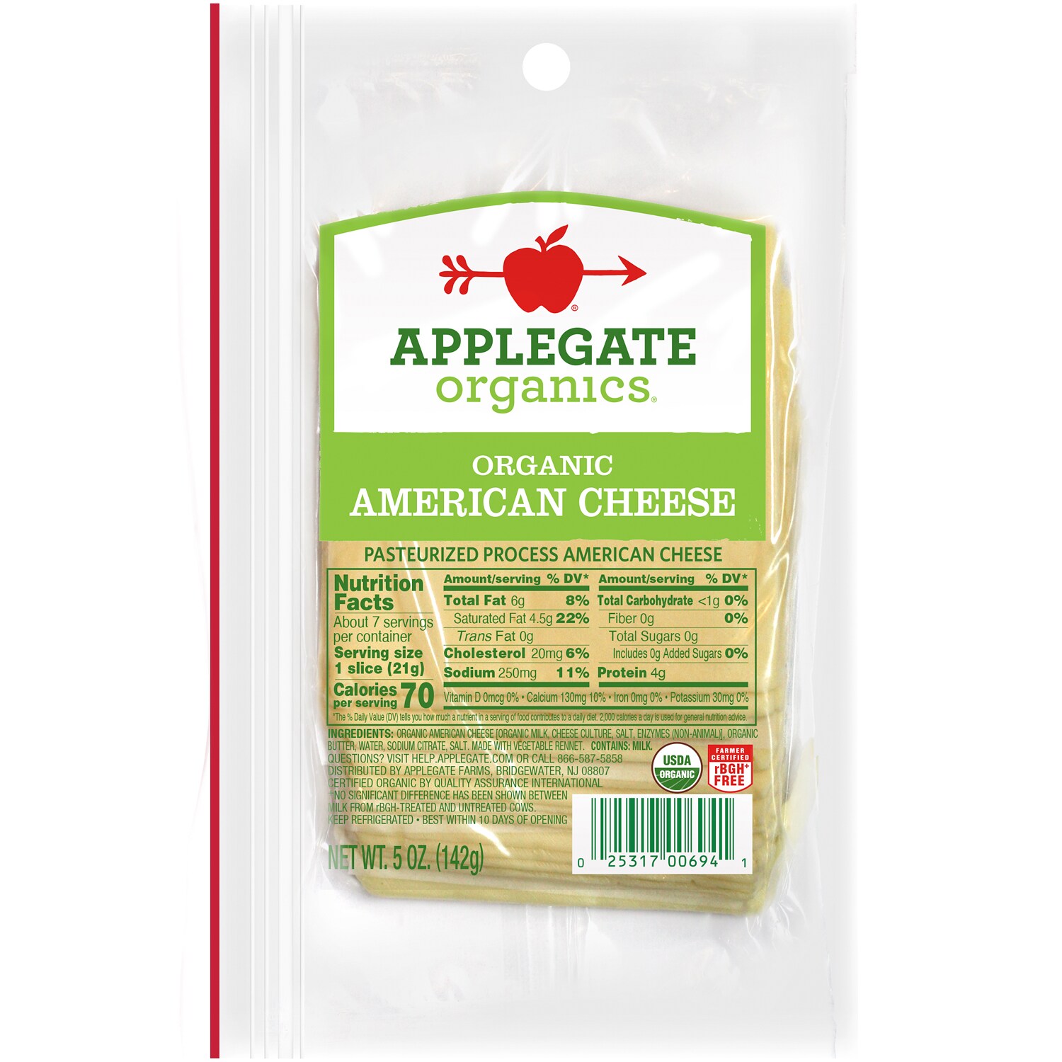 Applegate Organics American Cheese