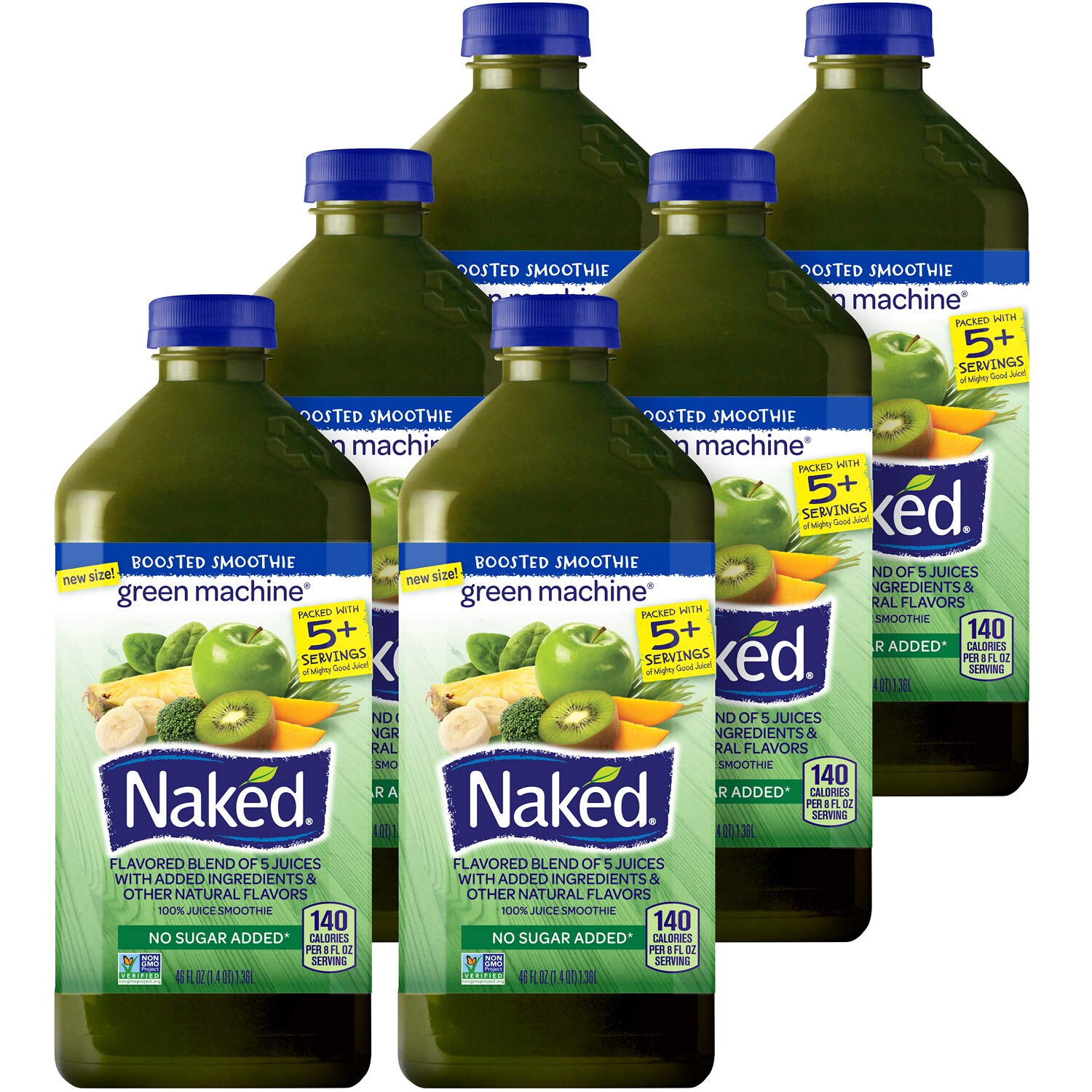 Naked Juice 100% Juice Smoothie, Green Machine, Plastic Bottles