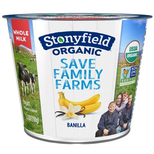 Stonyfield Organic Smooth and Creamy Whole Milk Yogurt, Banilla