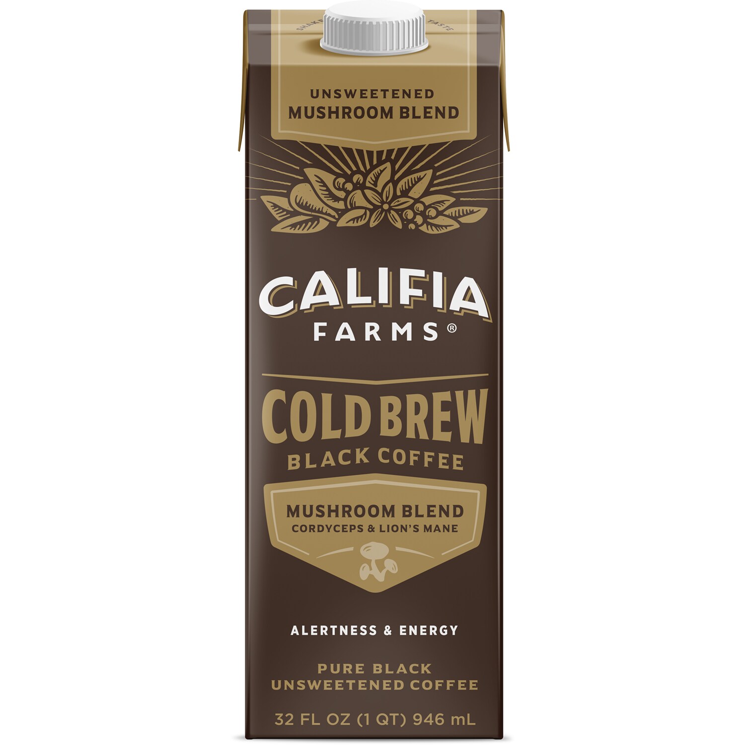 Califia Farms Pure Black Mushroom Coffee, Unsweetened, Carton