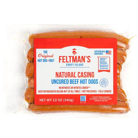 Feltman's Natural Casing Uncured Beef Hot Dogs