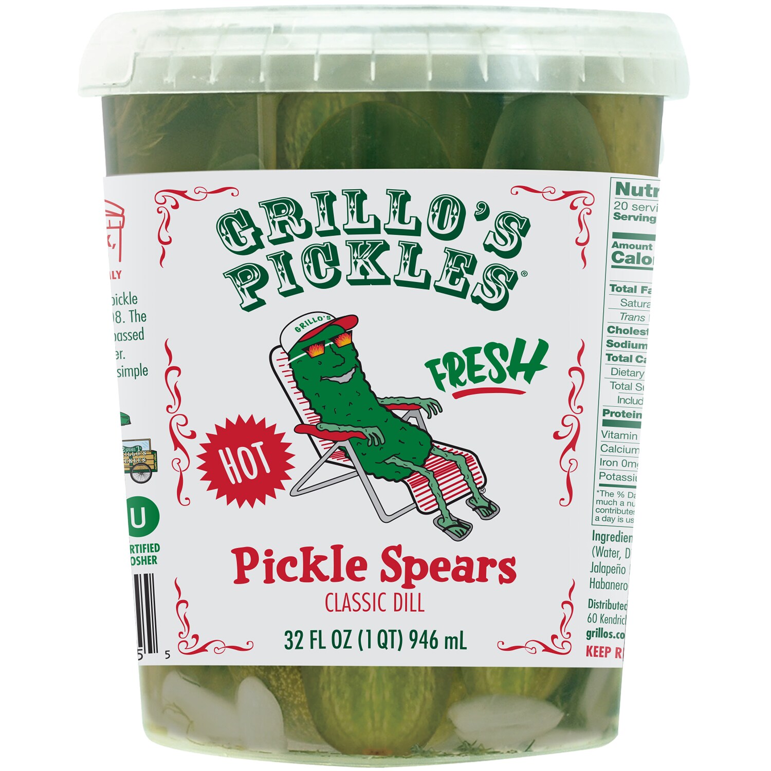 Grillo's Pickles Pickle Spears, Classic Dill, Hot