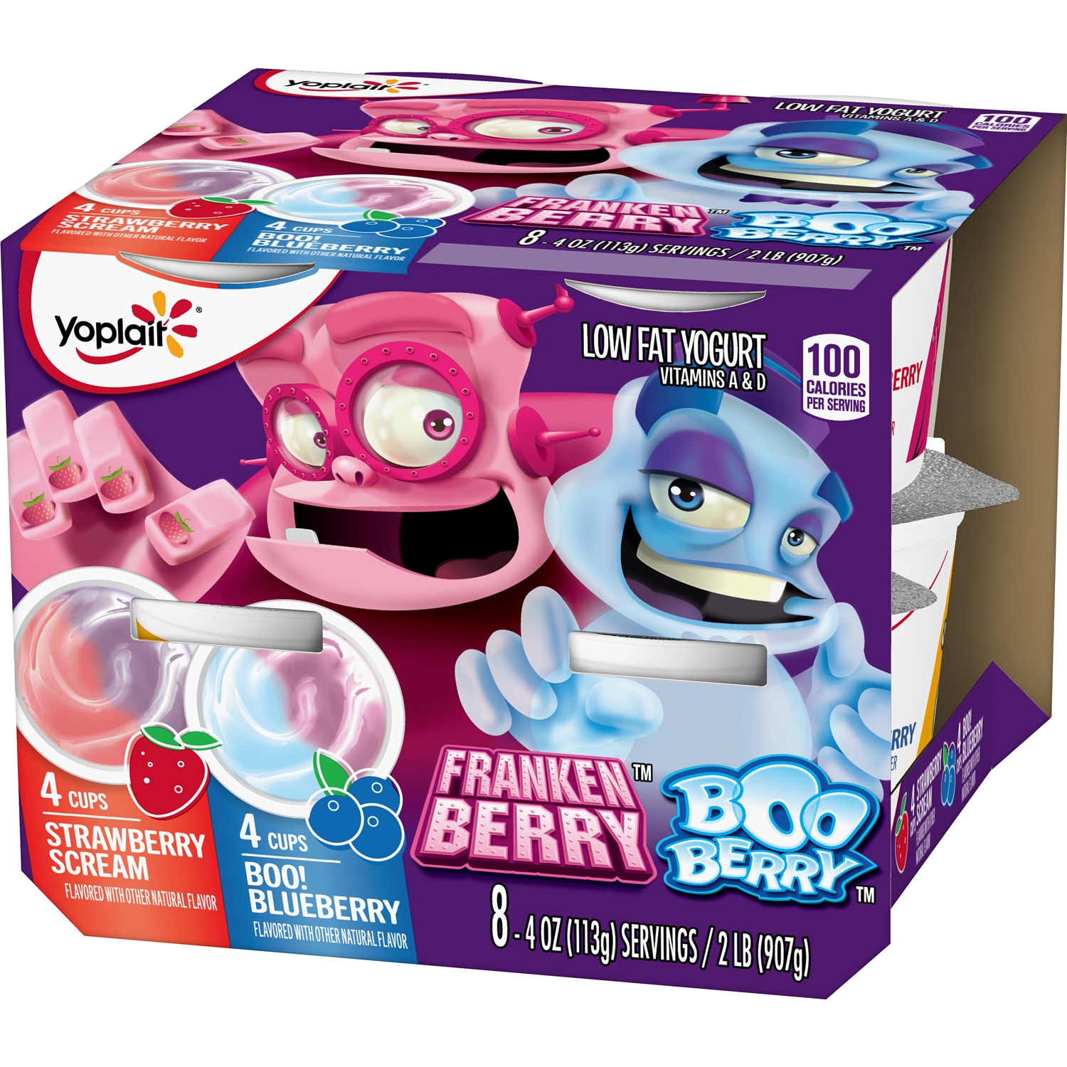 Yoplait Low Fat Yogurt, Strawberry Scream & Boo! Blueberry