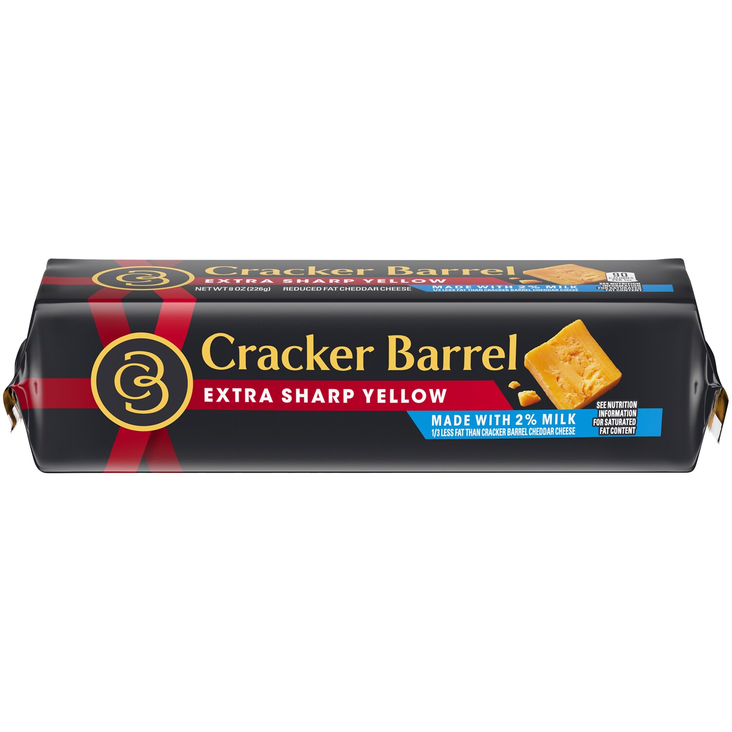 Cracker Barrel Cheddar Cheese, Extra Sharp Yellow with 2% Milk
