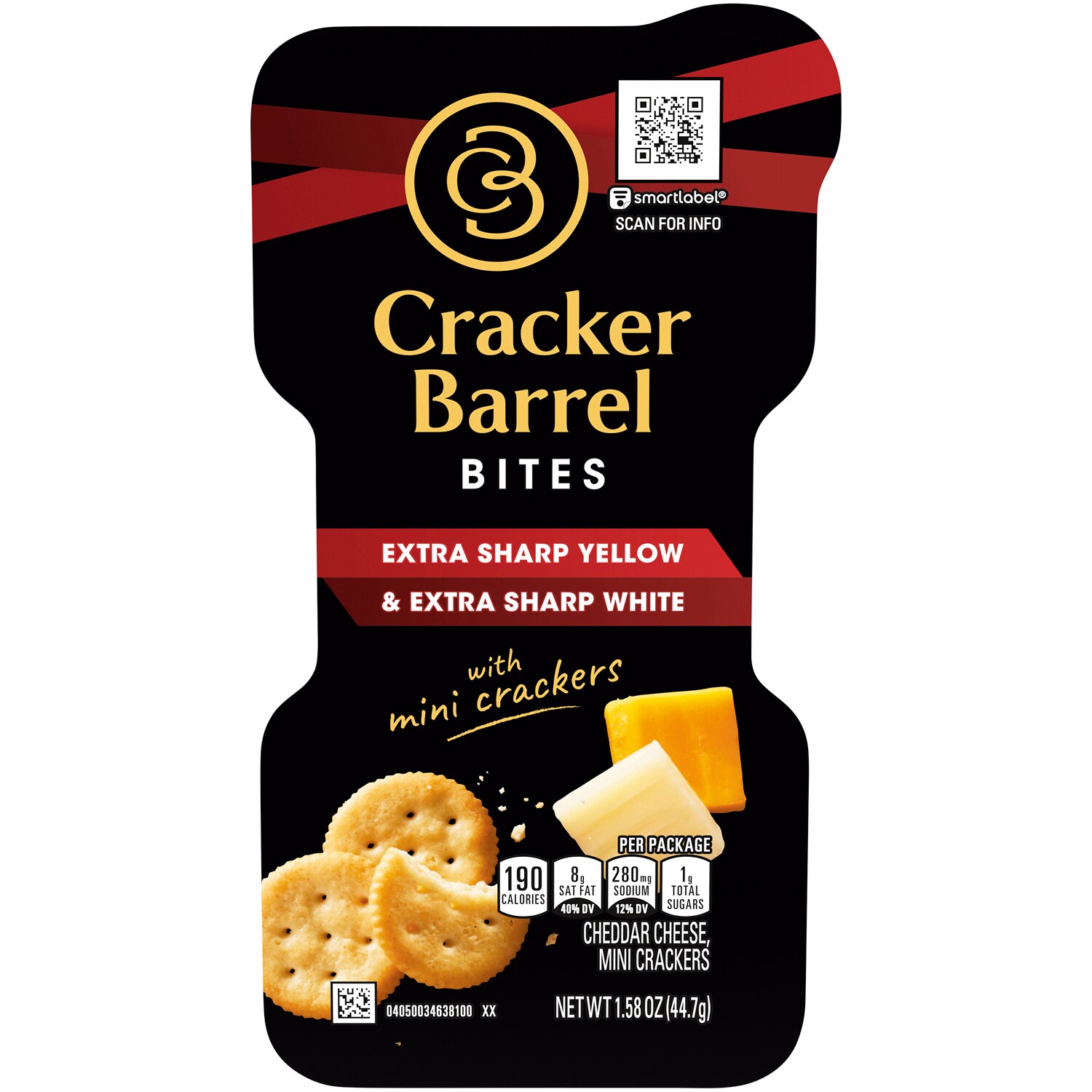 Cracker Barrel Bites, Extra Sharp Yellow & Extra Sharp White Cheddar with Mini Crackers