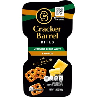 Cracker Barrel Bites, Vermont Sharp White & Gouda with Mini Pretzels