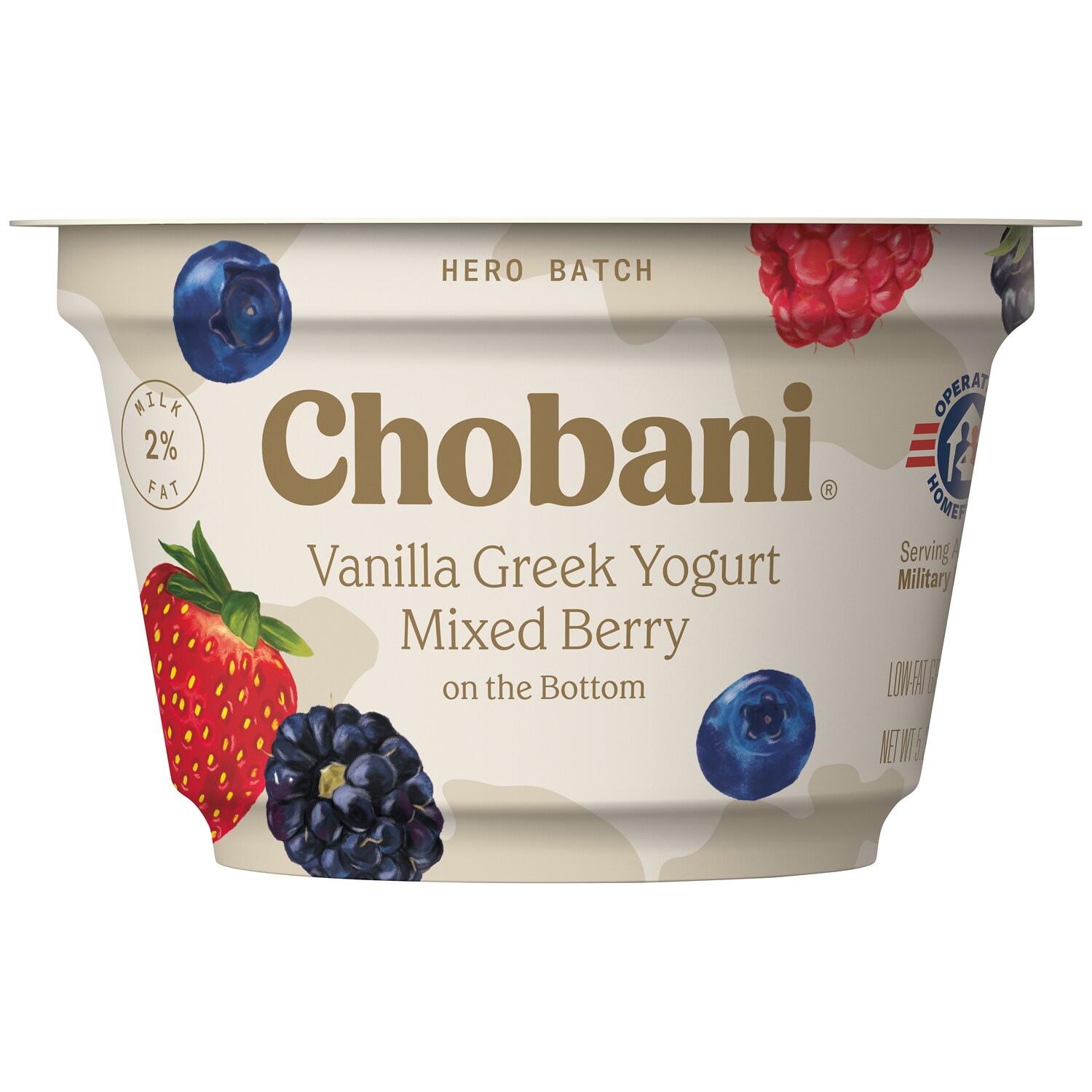 Chobani Low-Fat Greek Yogurt, Vanilla with Mixed Berry on the Bottom