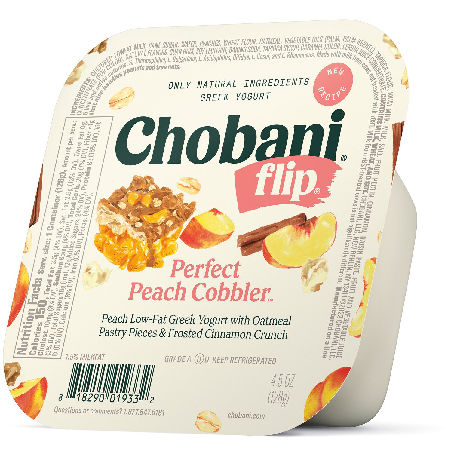 Chobani Flip Low-Fat Greek Yogurt, Perfect Peach Cobbler