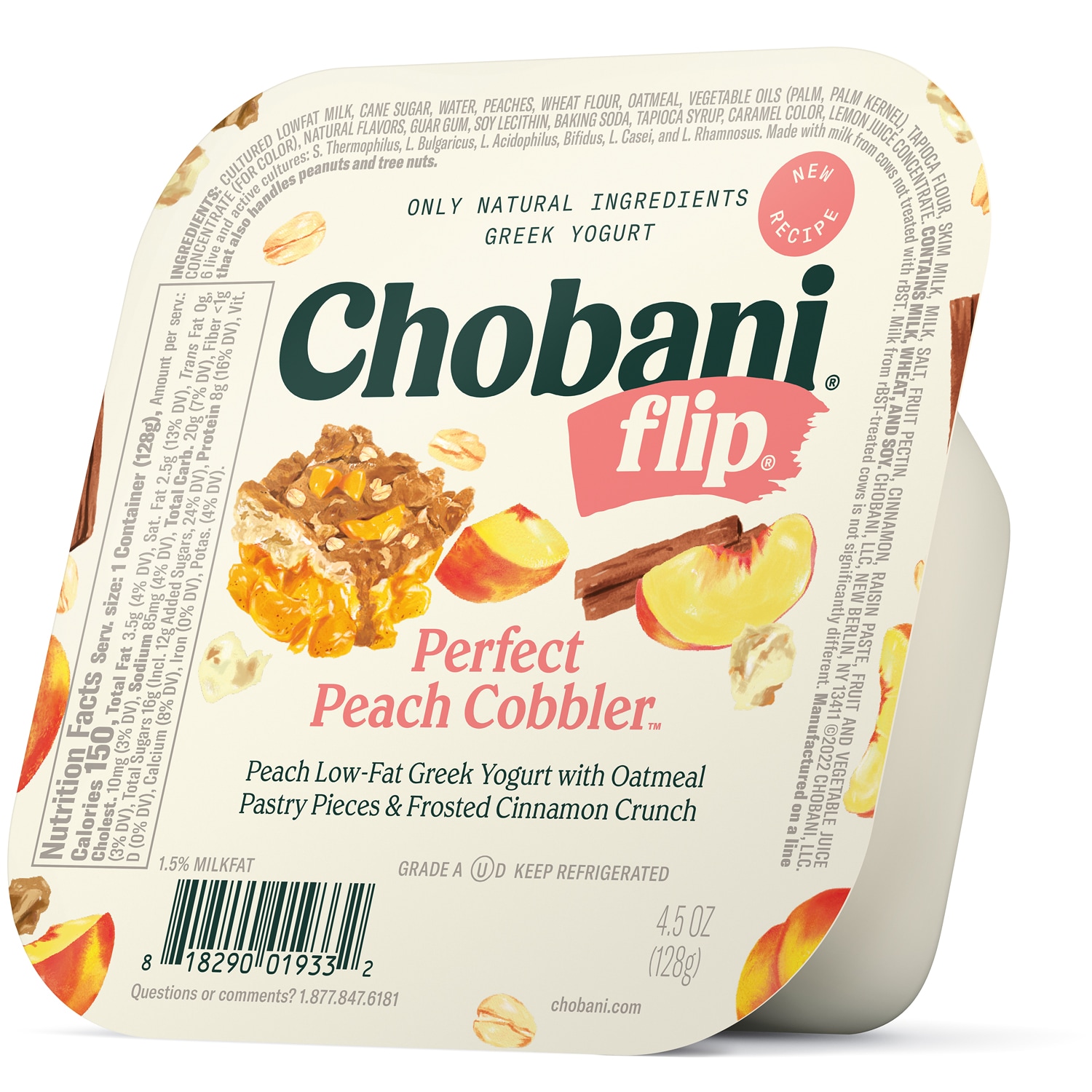 Chobani Flip Low-Fat Greek Yogurt, Perfect Peach Cobbler