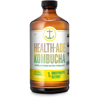 Health-Ade Kombucha, Ginger Pineapple Belly Reset, Glass Bottle
