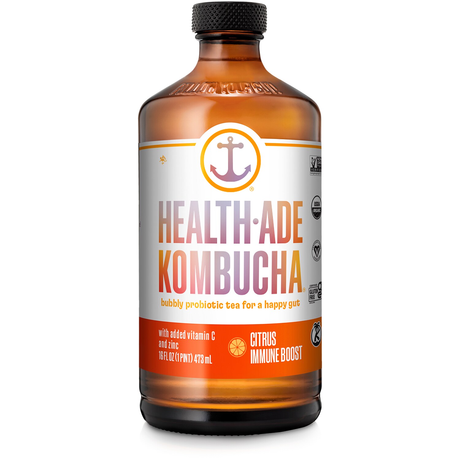 Health-Ade Kombucha, Citrus Immune Boost, Glass Bottle