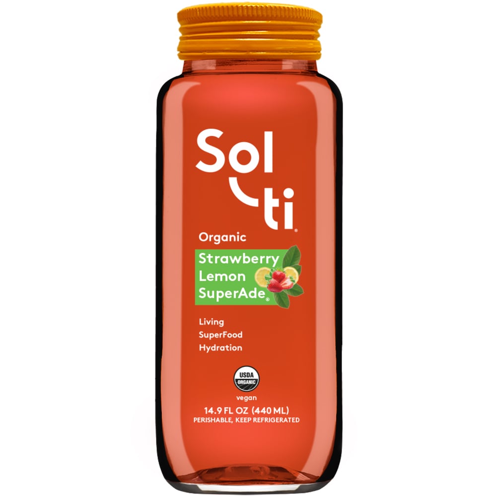 Sol-Ti Organic SuperAde Beverage, Strawberry Lemon, Glass Bottle