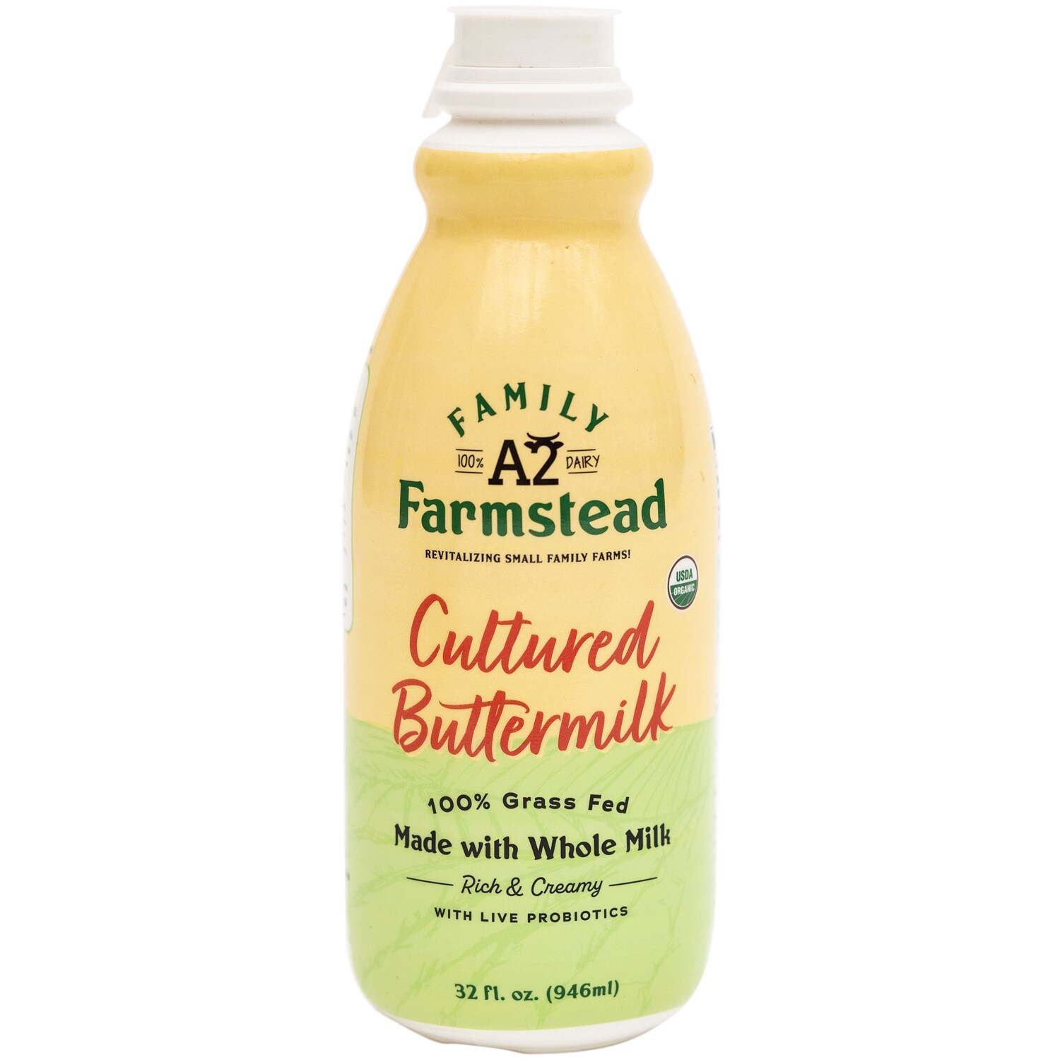 Family Farmstead 100% Grass-Fed A2 Organic Cultured Buttermilk, Plastic Bottle