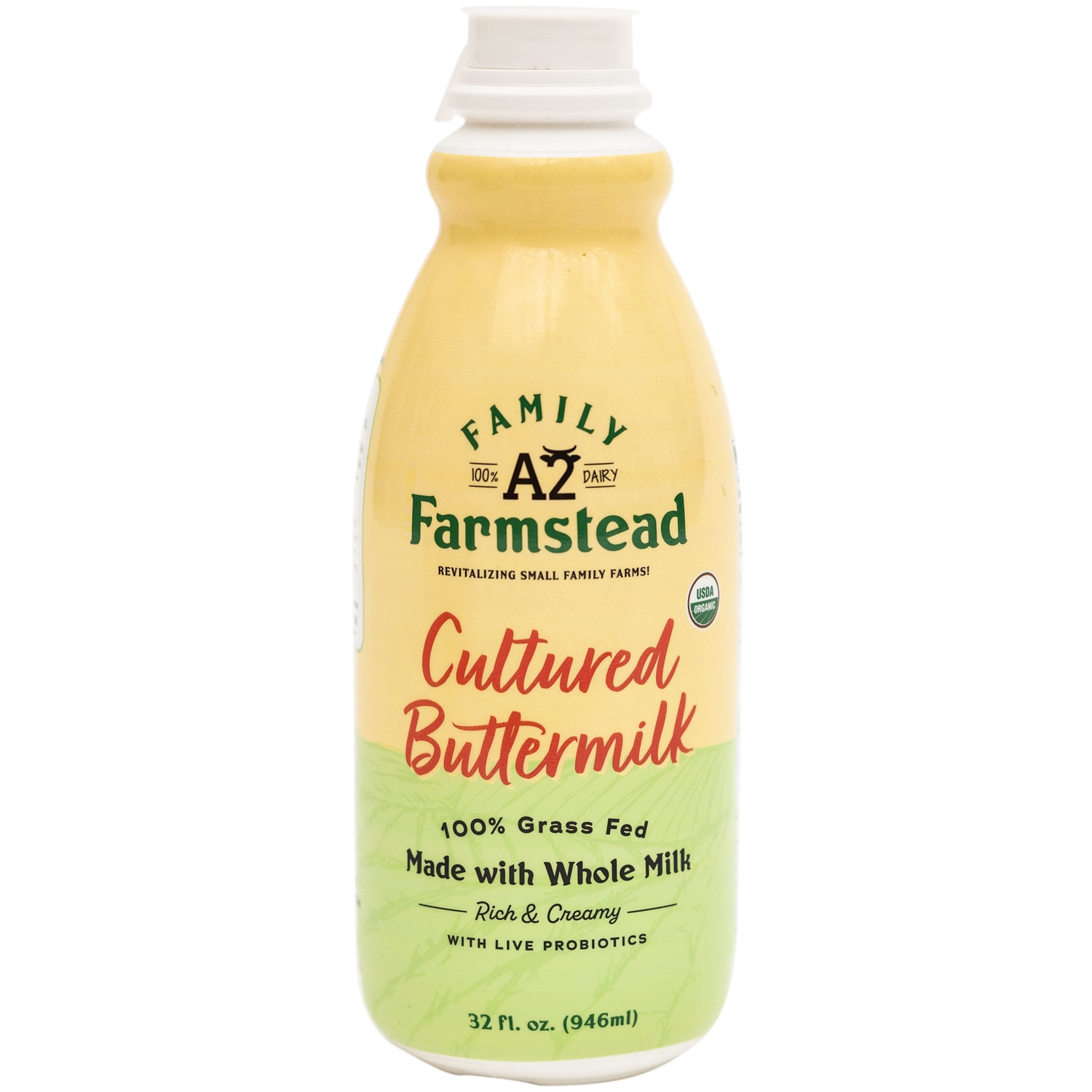 Family Farmstead 100% Grass-Fed A2 Organic Cultured Buttermilk, Plastic Bottle