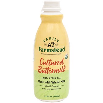 Family Farmstead 100% Grass-Fed A2 Organic Cultured Buttermilk, Plastic Bottle