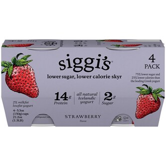 Siggi's Skyr Lower Sugar, Lower Calorie Icelandic-Style Strained 2% Low-Fat Yogurt, Strawberry