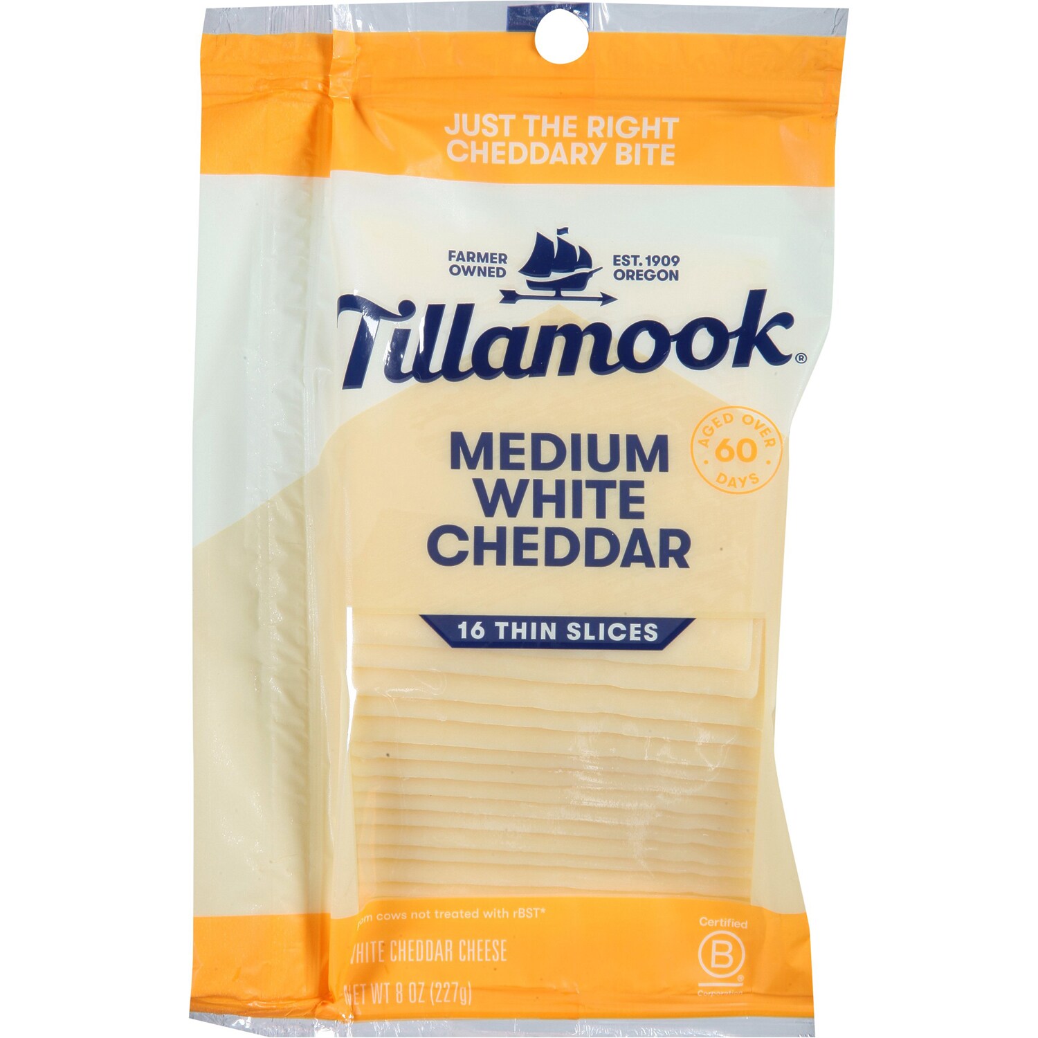 Tillamook Thin Medium White Cheddar Cheese Slices