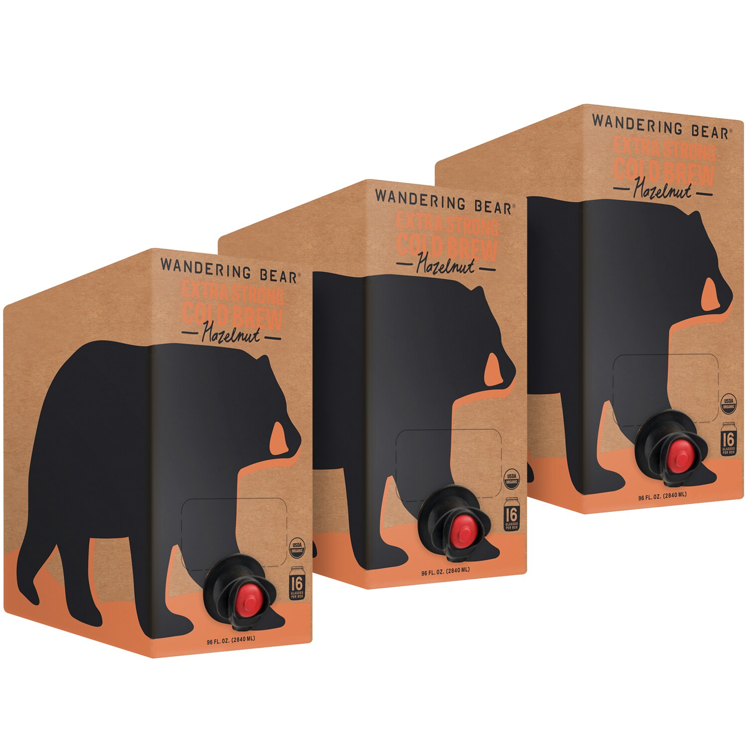 Wandering Bear Organic Cold Brew Coffee, Hazelnut, Cartons
