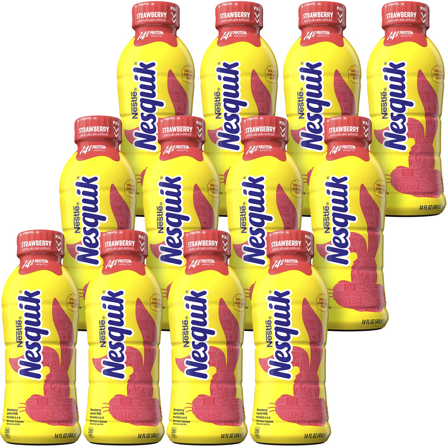 Nestlé Nesquik Low Fat Strawberry Milk, Plastic Bottles