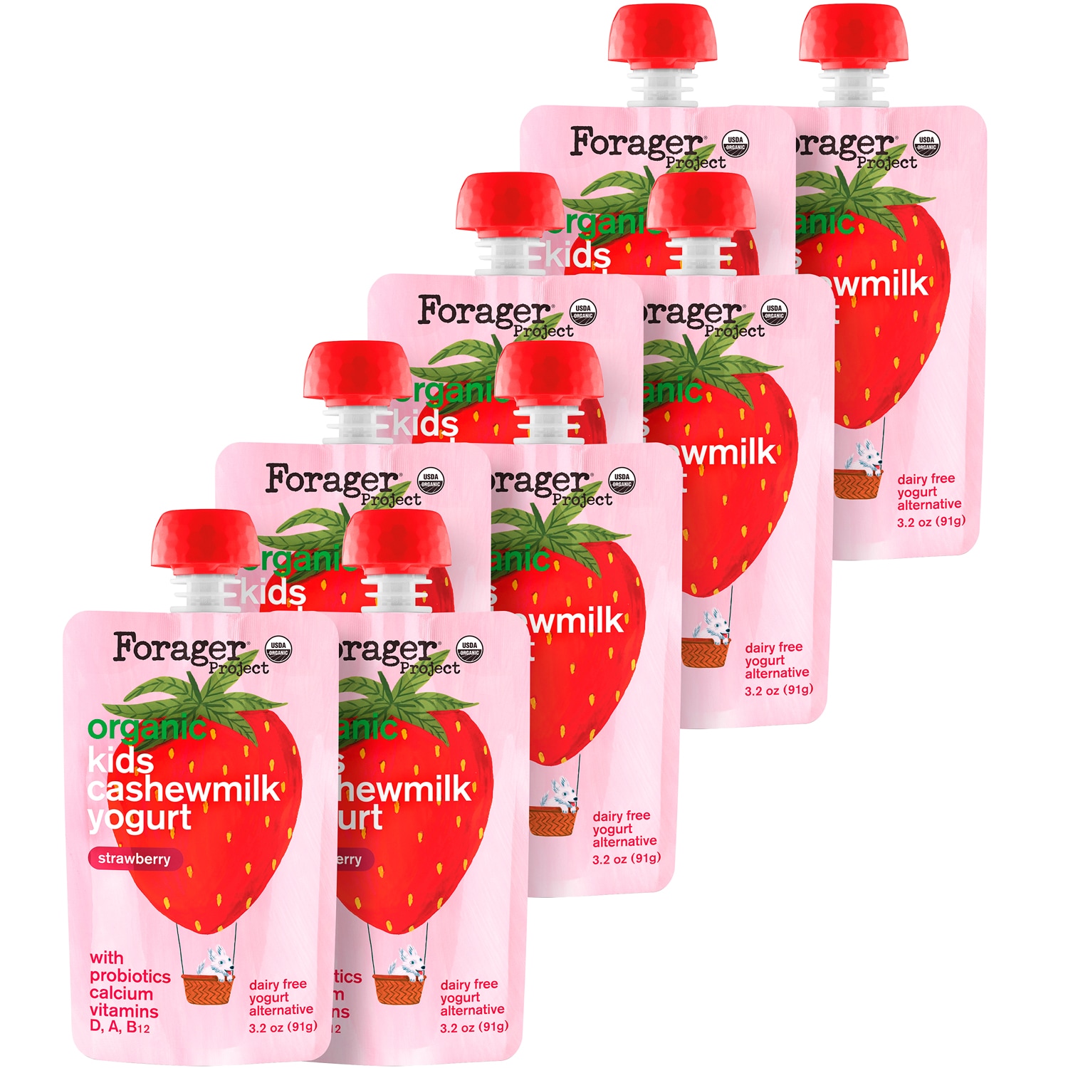 Forager Organic Kids Cashewmilk Yogurt Alternative, Strawberry