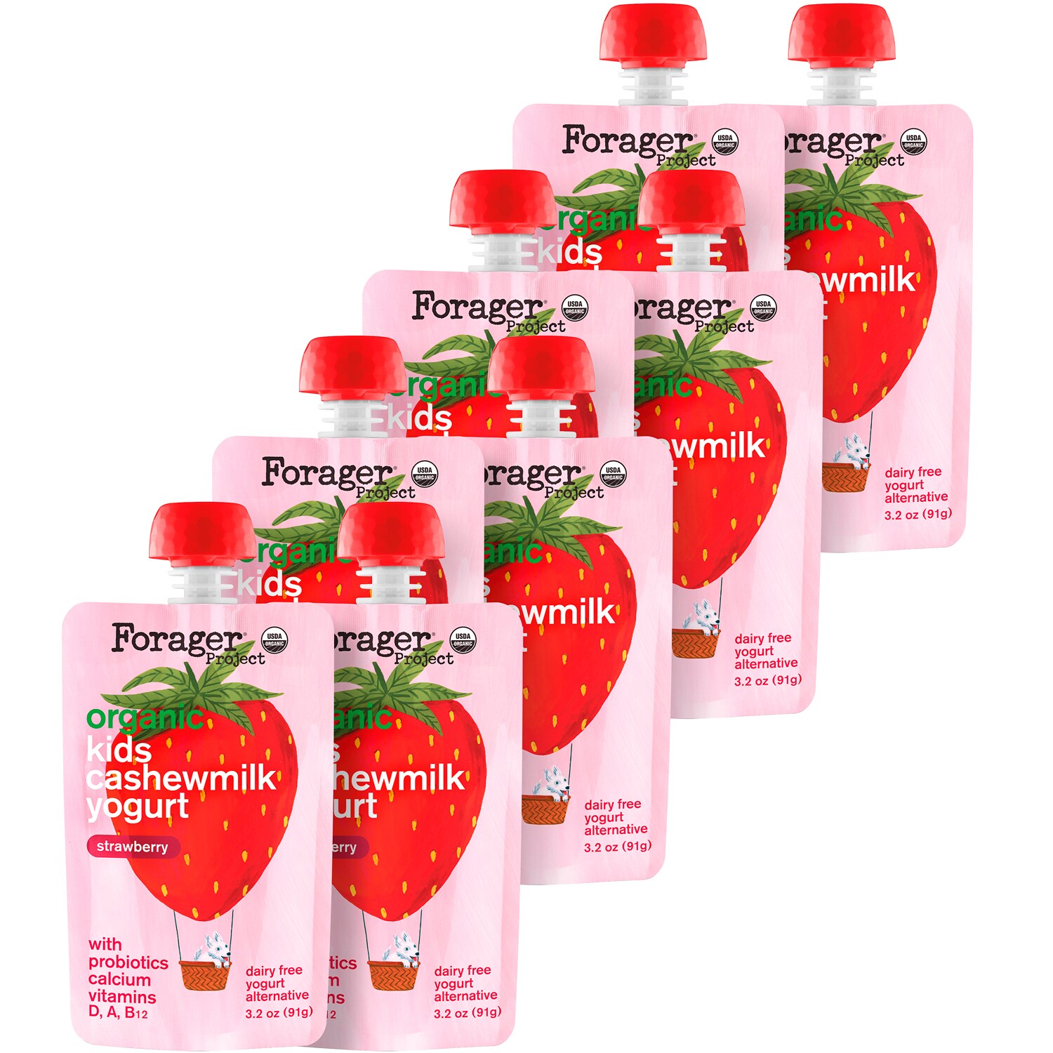 Forager Organic Kids Cashewmilk Yogurt Alternative, Strawberry