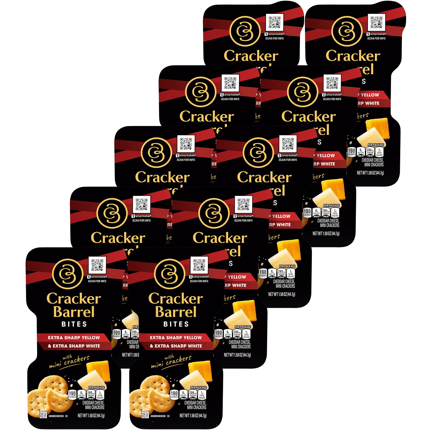 Cracker Barrel Bites, Extra Sharp Yellow & Extra Sharp White Cheddar with Mini Crackers