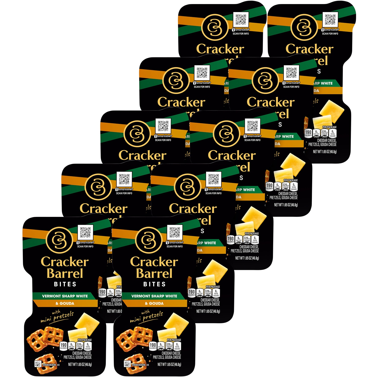 Cracker Barrel Bites, Vermont Sharp White & Gouda with Mini Pretzels