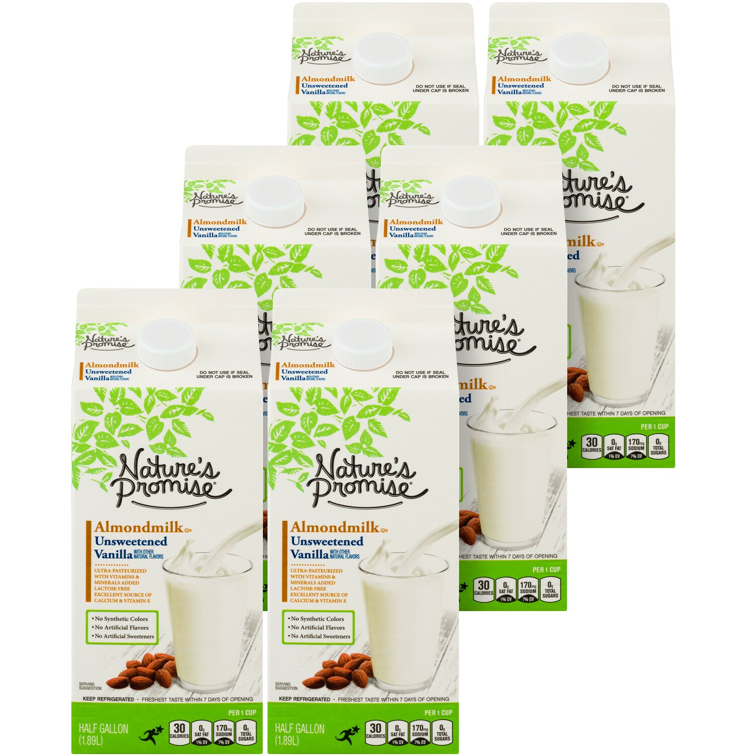 Nature's Promise Almondmilk, Unsweetened Vanilla, Cartons