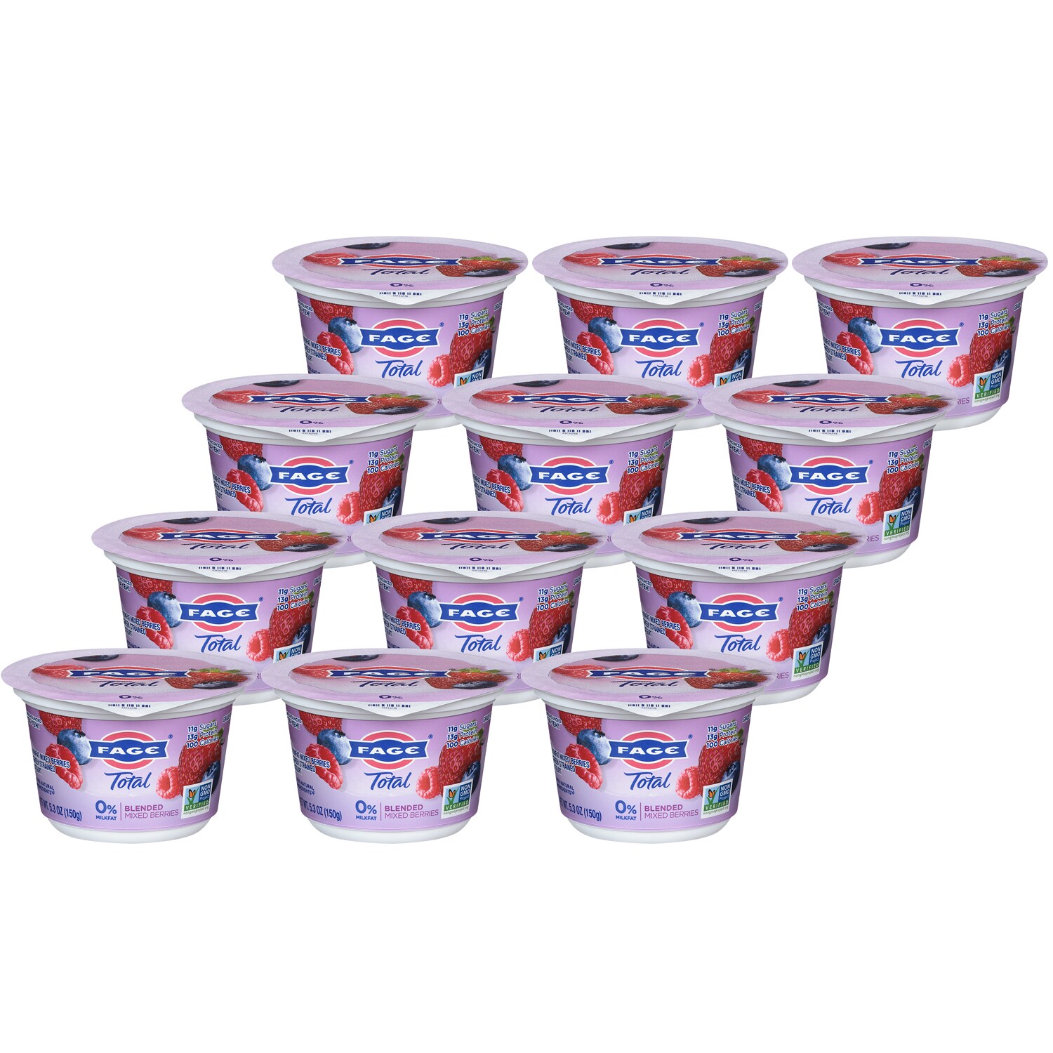Fage TOTAL 0% Greek Yogurt, Blended Mixed Berries