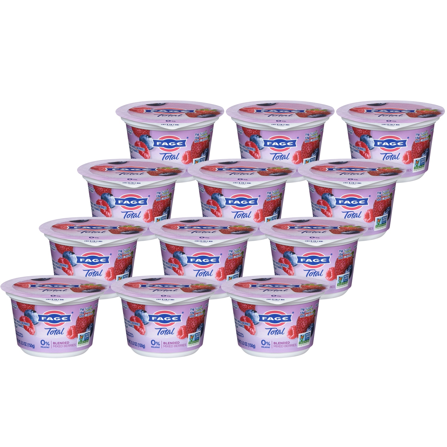 Fage TOTAL 0% Greek Yogurt, Blended Mixed Berries