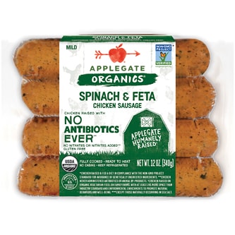 Applegate Organics Chicken Sausage, Spinach & Feta 