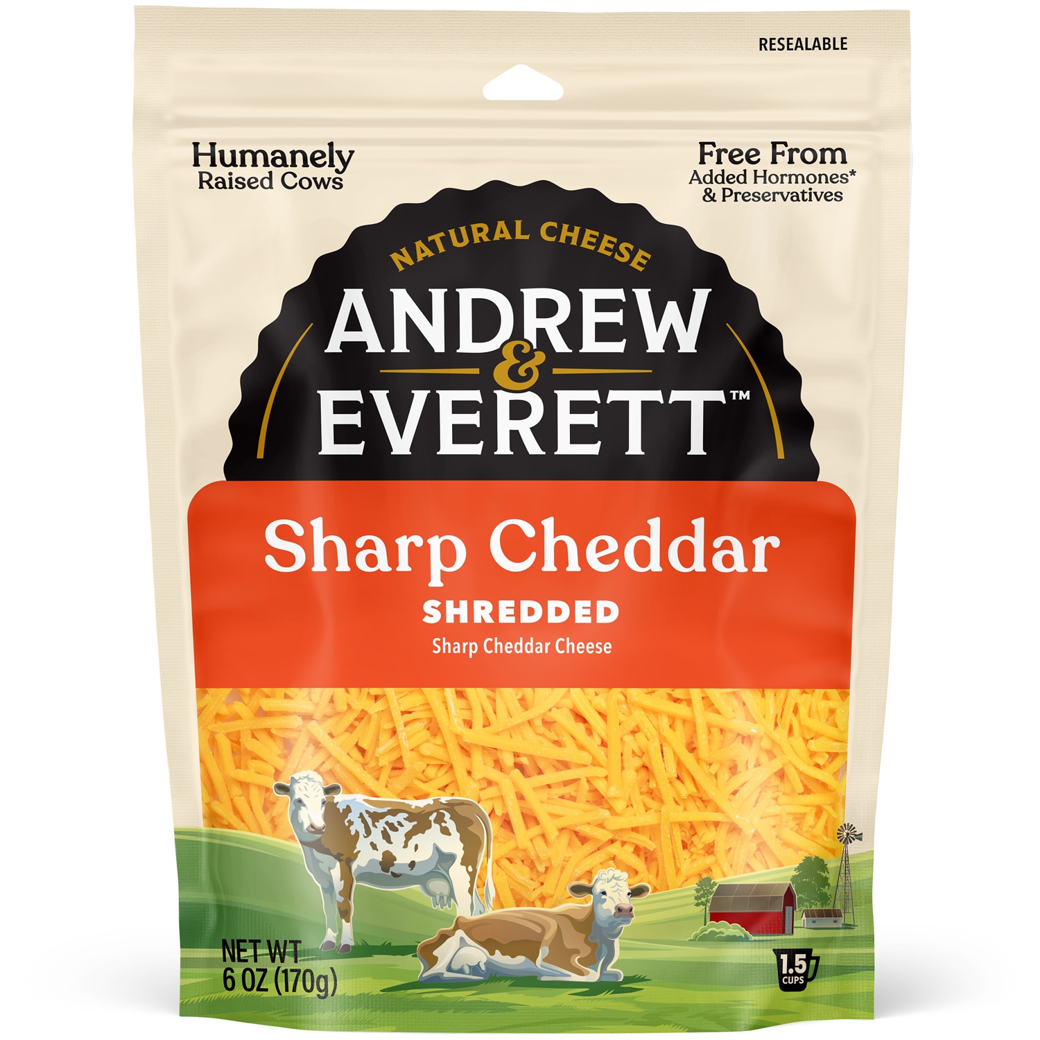 Andrew & Everett Shredded Sharp Cheddar Cheese