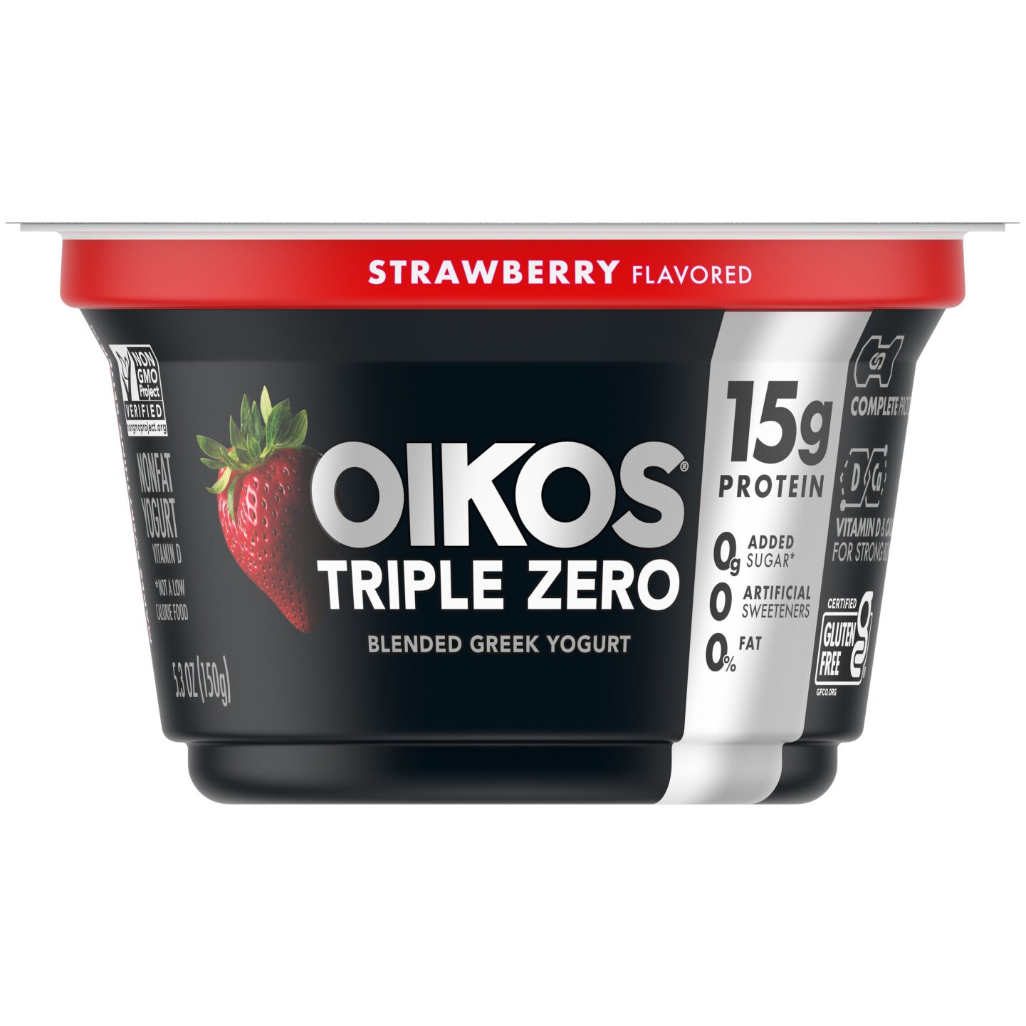 Dannon Oikos Triple Zero Greek Yogurt, Strawberry | FreshDirect