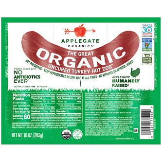 Applegate The Great Organic Uncured Turkey Hot Dogs