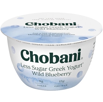 Chobani Less Sugar Greek Yogurt, Wild Blueberry