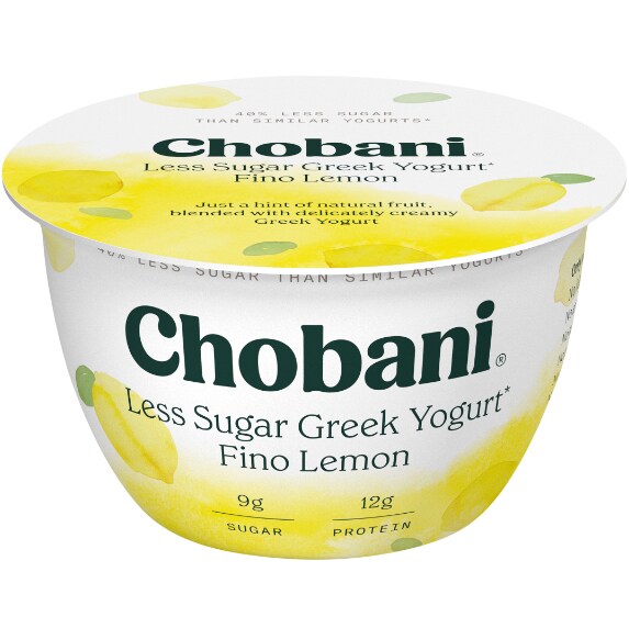 Chobani Less Sugar Greek Yogurt, Fino Lemon