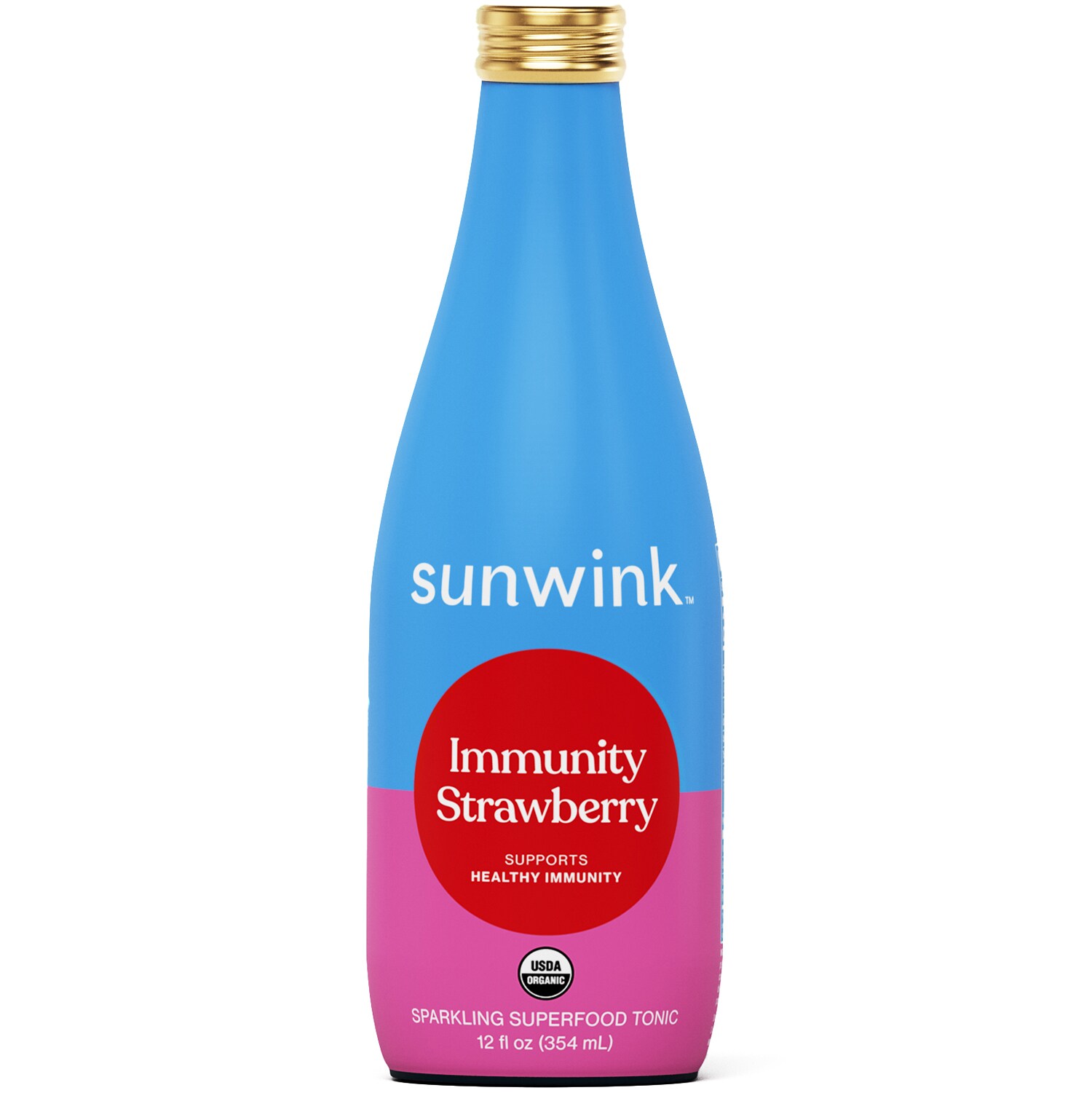 Sunwink Sparkling Tonic, Immunity Strawberry, Glass Bottle