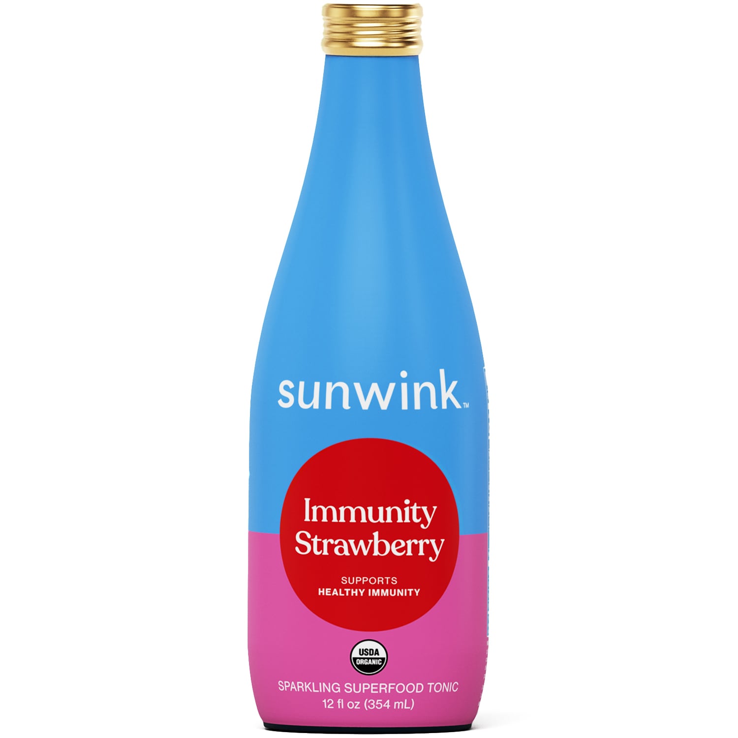 Sunwink Sparkling Tonic, Immunity Strawberry, Glass Bottle