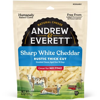 Andrew & Everett Rustic Thick Cut Shredded Sharp White Cheddar