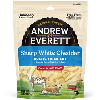 Andrew & Everett Rustic Thick Cut Shredded Sharp White Cheddar