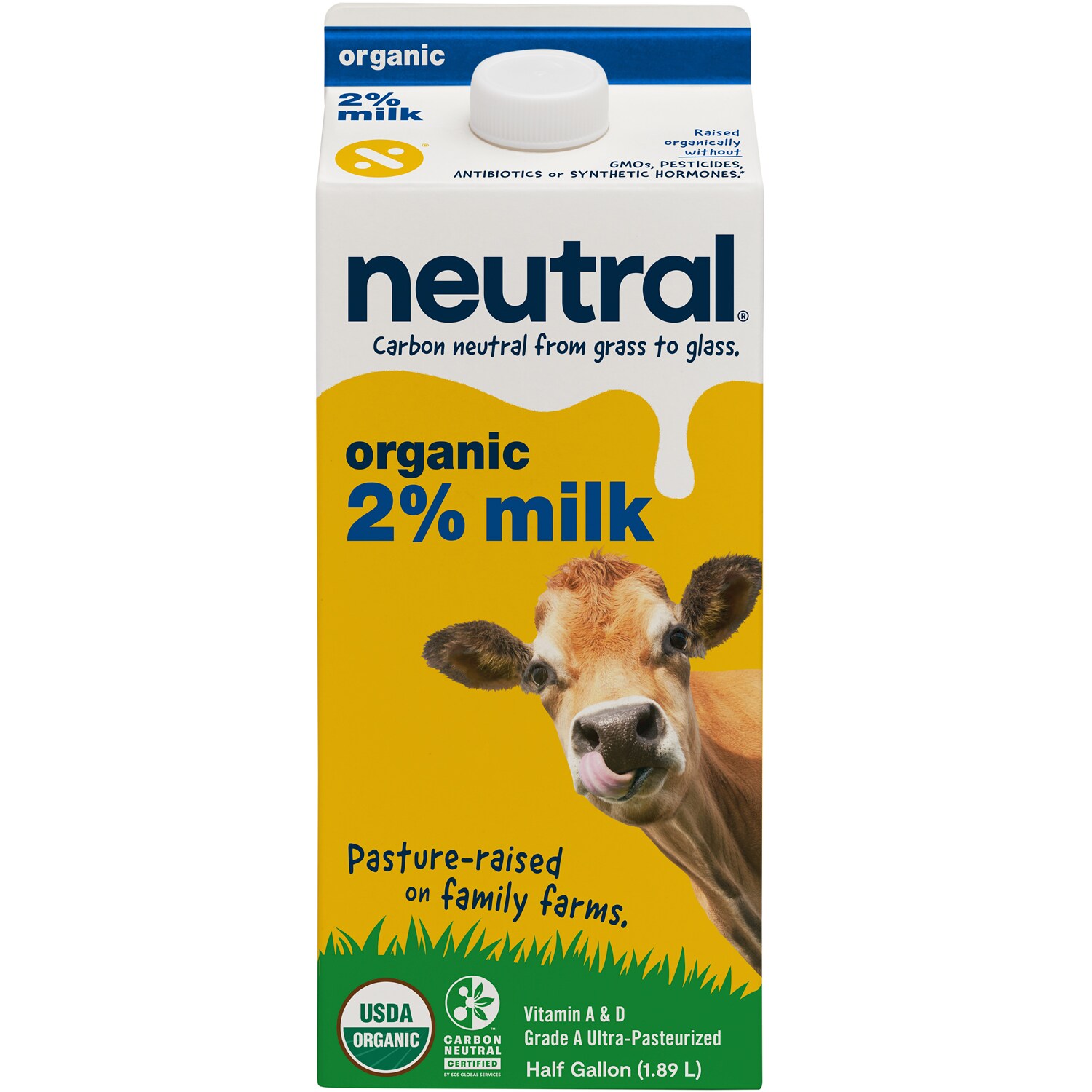 Neutral Organic 2% Milkfat Reduced Fat Milk, Ultra-Pasteurized, Carton