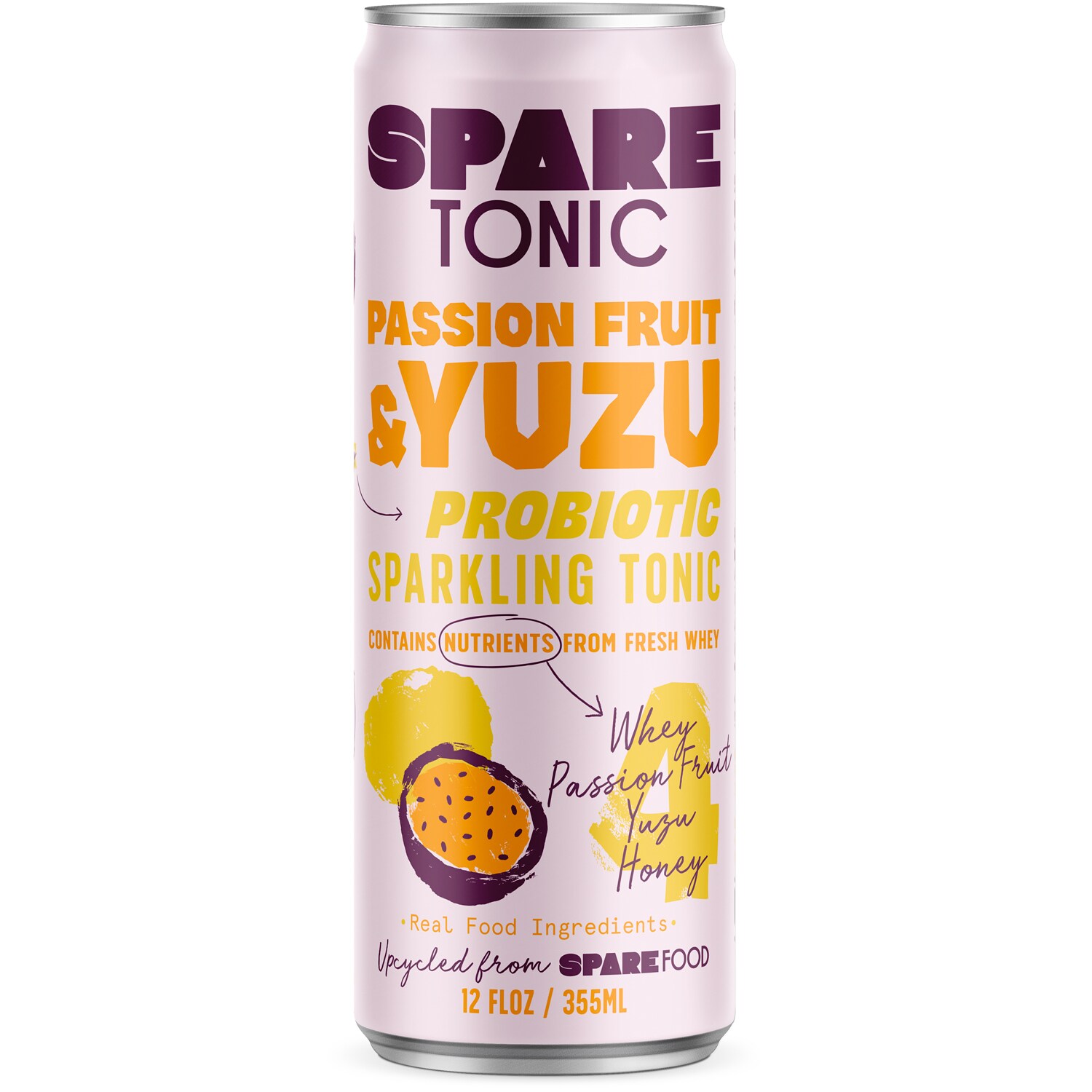 The Spare Food Co. Probiotic Sparkling Tonic, Passion Fruit & Yuzu, Can
