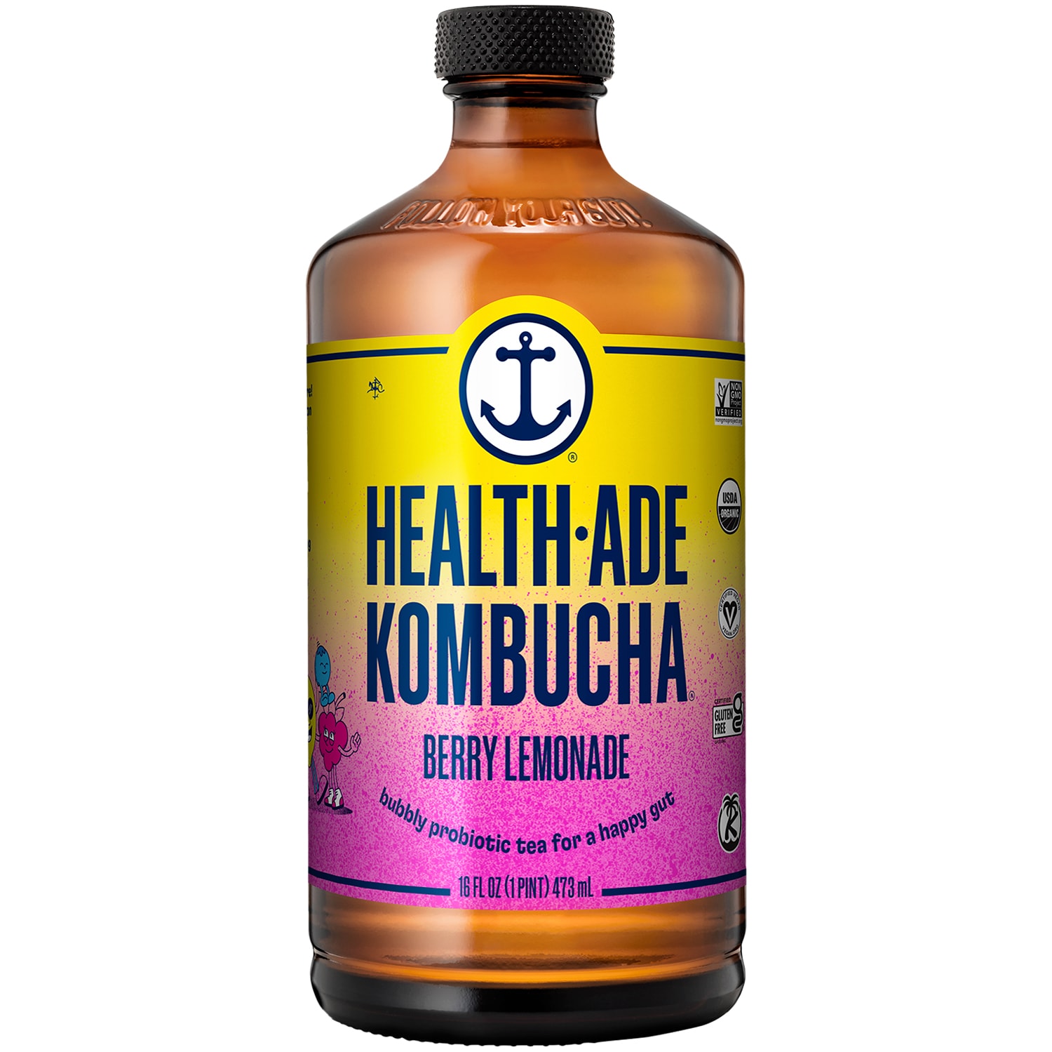Health-Ade Kombucha, Berry Lemonade, Glass Bottle