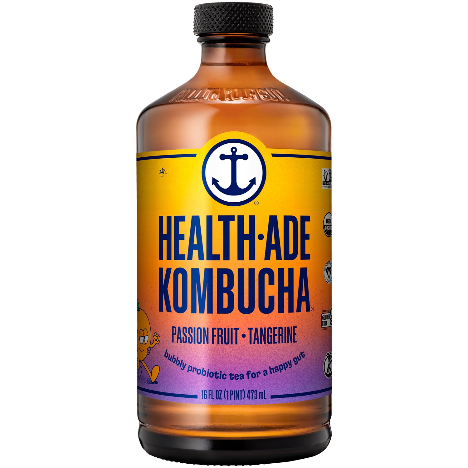 Health-Ade Kombucha, Passion Fruit-Tangerine, Glass Bottle